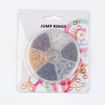 1 Box 6 Color Iron Open Jump Rings IFIN-JP0012-8mm-1