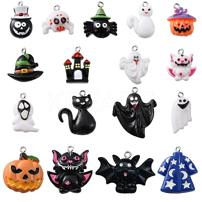 34Pcs 17 Styles Opaque Resin Pendants RESI-CJ0003-05-1