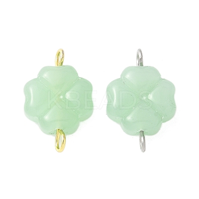 2Pcs 2 Colors Spray Painted Glass Imitation Jade Connector Charms PALLOY-JF03525-01-1