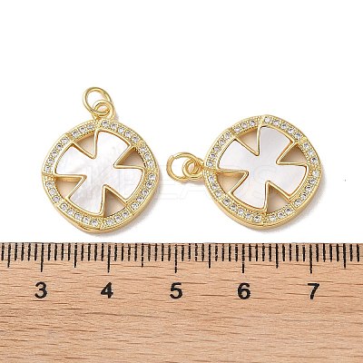 Brass Micro Pave Clear Cubic Zirconia Pendants KK-B083-17G-03-1