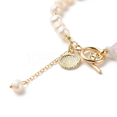 Natural Lavender Amethyst Chip Beaded Bracelet BJEW-TA00032-02-1