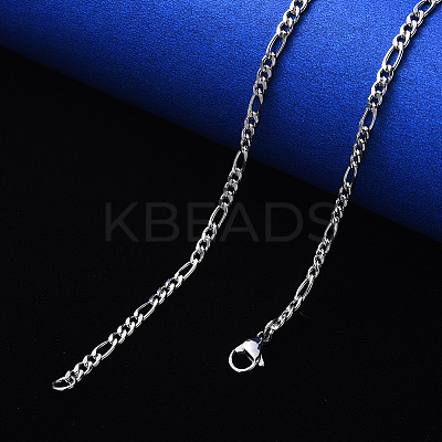 Non-Tarnish 304 Stainless Steel Figaro Chain Necklaces NJEW-S420-003C-P-1