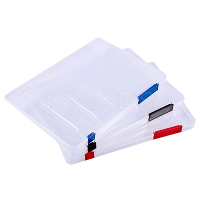 3Pcs 3 Colors Portable Transparent Plastic A4 File Box CON-SZ0001-15-1