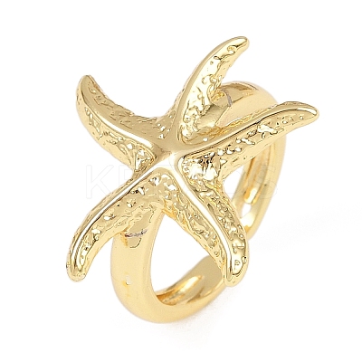 Ocean Theme Brass Cuff Rings RJEW-C135-01G-16-1