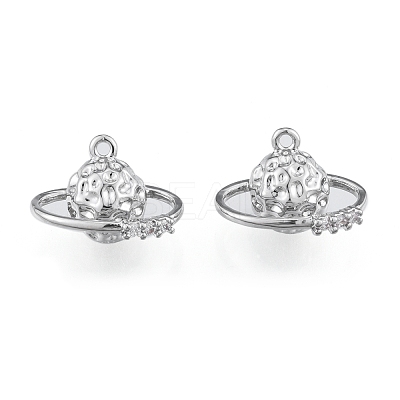 Brass Micro Pave Clear Cubic Zirconia Pendants KK-N216-567P-1