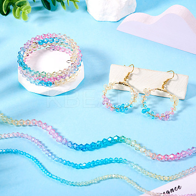 12 Strands 3 Styles Gradient Color Baking Paint Glass Bead Strands DGLA-TA0001-21E-1