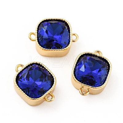 Square Brass Cubic Zirconia Connector Charms KK-G419-03G-1