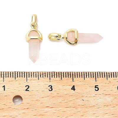 Natural Rose Quartz Double Terminal Pointed Pendant G-H097-01G-06-1