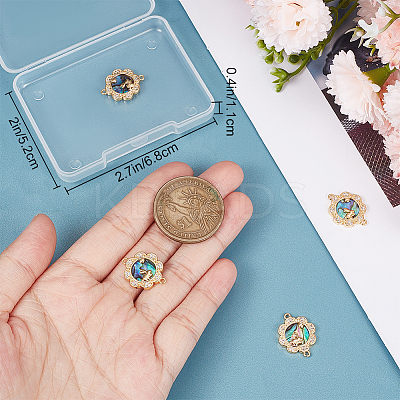 5Pcs Brass Micro Pave Clear Cubic Zirconia Connector Charms KK-BBC0009-23-1