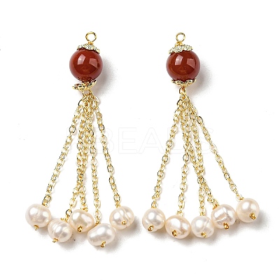 Natural Red Agate Round Big Pendants SSHEL-R050-04G-1