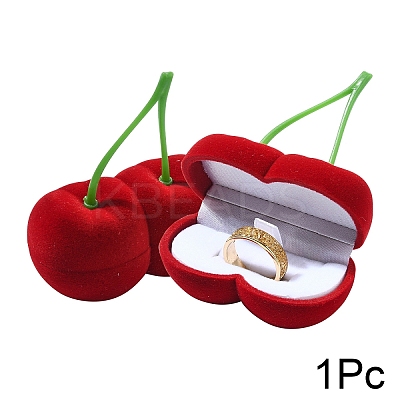 1Pc Valentine's Day Cherry Shaped Velvet Ring Gift Boxes VBOX-YW0001-01-1