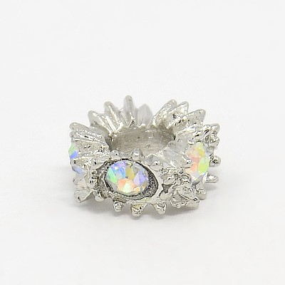 Large Hole Zinc Alloy Rhinestone European Beads X-CPDL-L001-07-1