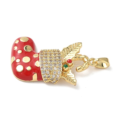 Christmas Brass Micro Pave Cubic Zirconia Pendants LS-KK-K305-07F-02-1