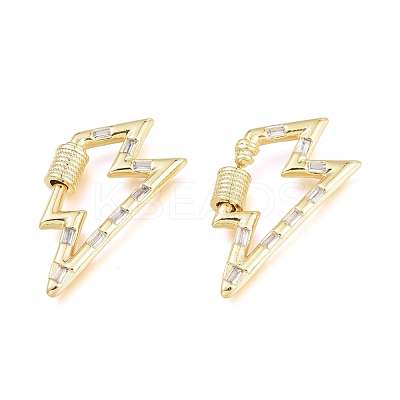 Brass Micro Pave Clear Cubic Zirconia Screw Carabiner Lock Charms ZIRC-L076-061G-1