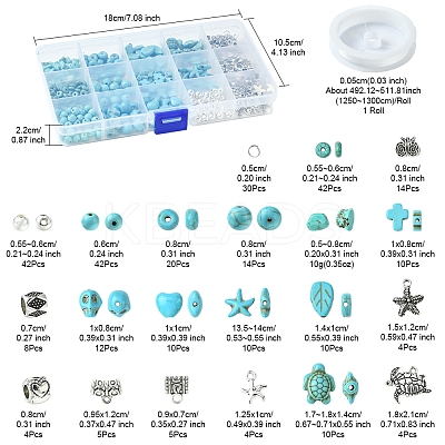 DIY Mixed Shapes Synthetic Turquoise Beads Bracelets Making Kits DIY-FS0007-53-1