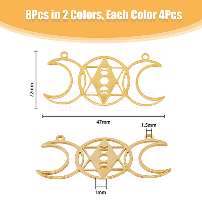 8Pcs 2 Colors 201 Stainless Steel Connector Charms STAS-DC0013-25-1