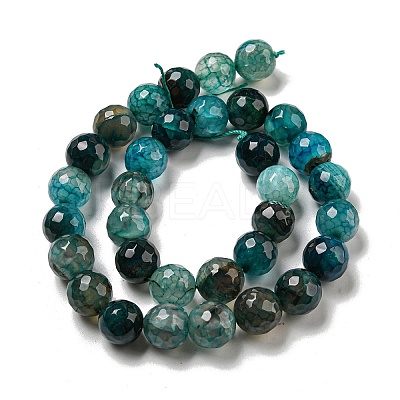 Faceted Natural Dragon Veins Agate Beads Strands X-G-F447-12mm-P07-1