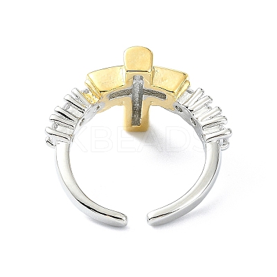 Rack Plating Brass Micro Pave Cubic Zirconia Open Cuff Rings LS-RJEW-C076-07A-G-1