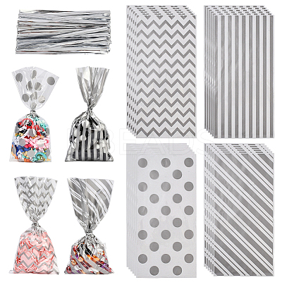 100Pcs 4 Styles Rectangle Plastic Candy Bags ABAG-WH20013-19F-1