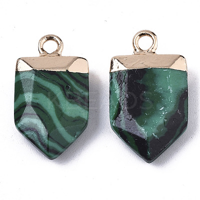 Synthetic Malachite Pointed Pendants G-N326-34G-1