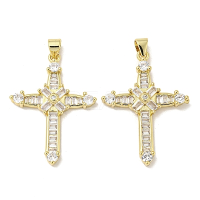 Rack Plating Brass Micro Pave Cubic Zirconia Pendants KK-F869-11G-1