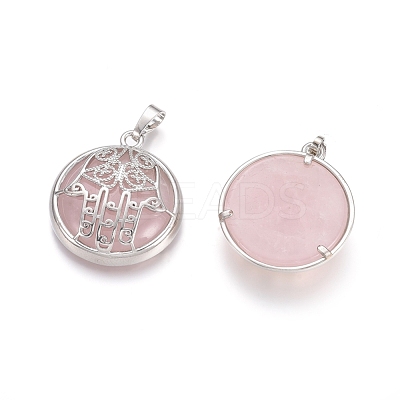 Natural Rose Quartz Pendants G-L512-J01-1