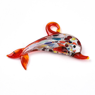Handmade Silver Foil Lampwork Big Pendants LS-LAMP-T023-13-1
