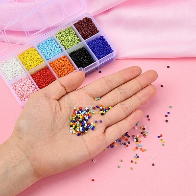 8000Pcs 10 Colors 12/0 Glass Seed Beads SEED-YW0001-33A-1