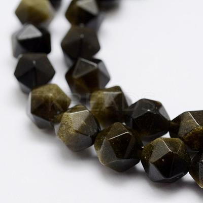 Natural Golden Sheen Obsidian Beads Strands G-K209-02I-6mm-1