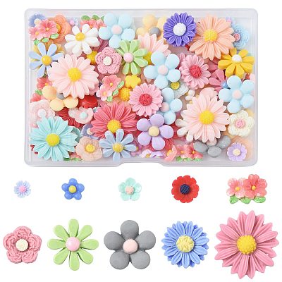 100Pcs 10 Styles Opaque Resin Cabochons CRES-FS0001-25-1