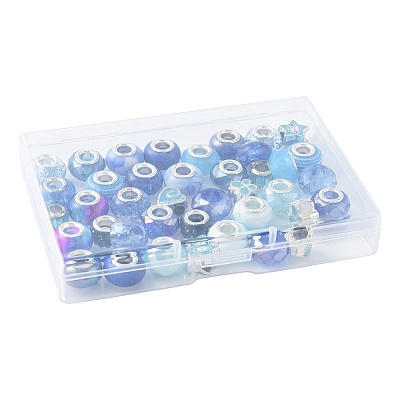 40Pcs 20 Styles Blue Series Resin European Beads RPDL-FS0001-02-1