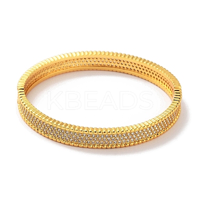 Brass Micro Pave Clear Cubic Zirconia Hinged Bangles for Women BJEW-Z061-18G-1
