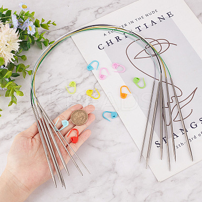 6Pcs 6 Styles Stainless Steel Circular Knitting Needles IFIN-GF0001-32-1