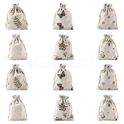 24Pcs 6 Colors Polycotton(Polyester Cotton) Packing Pouches Drawstring Bags ABAG-FS0001-12-1
