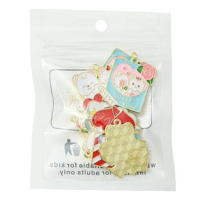 12Pcs 6 Styles Valentine's Day Alloy Enamel Pendants ENAM-FS0002-34-1