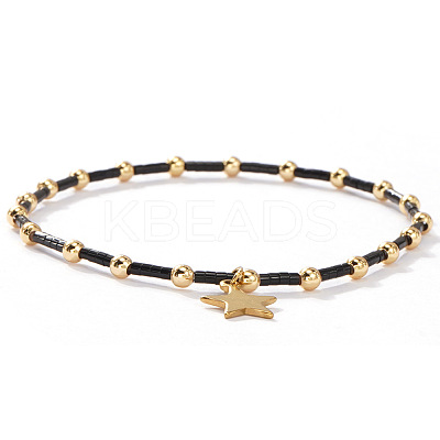 Vintage Brass Charm Glass Beaded Stretch Bracelets for Women and Girls LF4427-4-1