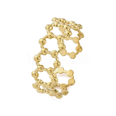 Hexagon 304 Stainless Steel Open Cuff Ring for Women LS-RJEW-Z083-03G-02-1