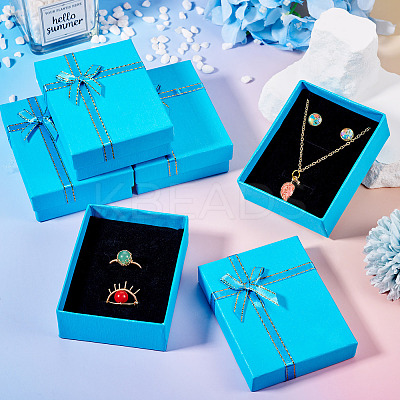 Rectangle Paper Jewelry Set Storage Boxes with Bowknot CON-TAC0014-04A-1
