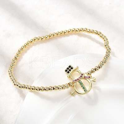 Christmas Brass Micro Pave Cubic Zirconia Link Bracelets BJEW-K289-01A-G-1