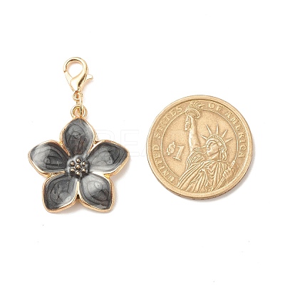 Alloy Enamel Flower Pendant Decorations HJEW-JM00657-02-1