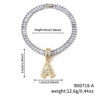 Fashionable Brass Micro Pave Clear Cubic Zirconia Charm Bracelets AF9298-1-1