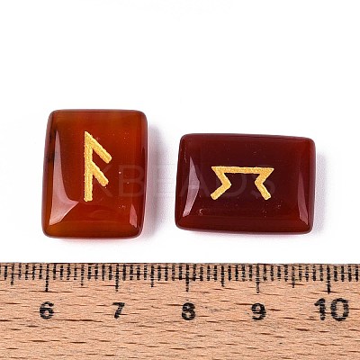 25Pcs Rectangle Natural Carnelian Rune Stones with Elder Futhark Alphabet Engraved G-T142-34-1