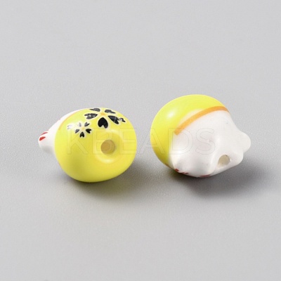 Handmade Porcelain Beads PORC-WH0006-02A-1