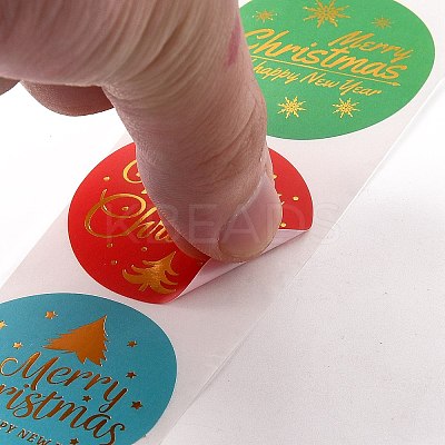 Christmas Themed Flat Round Roll Stickers LS-DIY-B045-17B-1