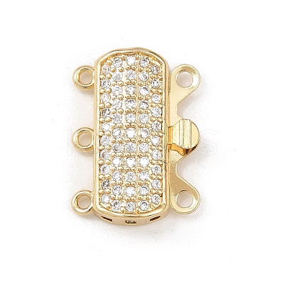 Brass Micro Pave Clear Cubic Zirconia Box Clasps KK-L255-02G-03-1