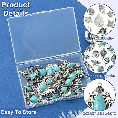 15Pcs 15 Styles Synthetic Turquoise Pendants FIND-YW0006-28-1