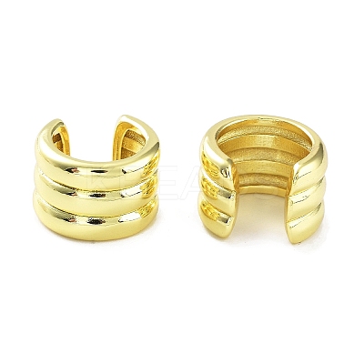 Grooved Brass Cuff Earrings EJEW-D088-14G-1