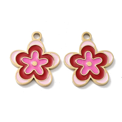 Ion Plating(IP) 304 Stainless Steel Enamel Pendants STAS-P339-16G-01-1