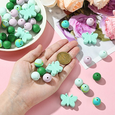 Round & Butterfly Silicone Focal Beads SIL-YW0001-35-1