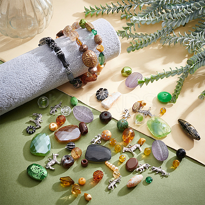 Animal Pendants with Beads Kit for DIY Jewelry Making DIY-FH0003-41-1